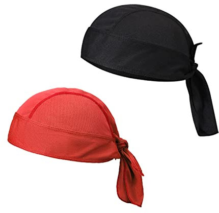 Yizhet Piraten Kopftuch, 2er Set Bandana Caps aus Baumwolle, Feuchtigkeitsableitende Kopftücher für Herren & Damen, Ideal für Yoga, Tennis, Basketball