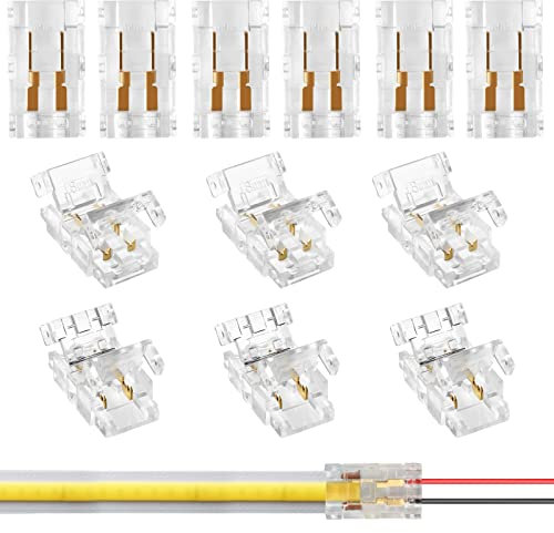 Aroidful 12Stück 2Pin 8mm COB LED Stecker, lötfreier Eckverbinder zum Verbinden von Leisten und Lampenstreifen, für 2Pin 8mm COB LED