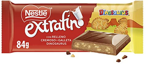 NESTLÉ EXTRAFINO tableta de chocolate con leche y galleta Dinosaurus, 84 g