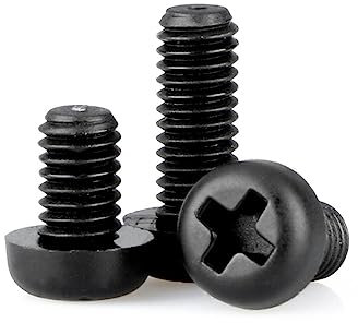 Lot de 100 vis à tête Pan cruciforme métrique en nylon noir M5 x 15 mm, vis isolées Phillips à tête ronde
