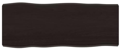 vidaXL Tischplatte, Holzplatte für Tisch Esstisch Couchtisch, Massivholzplatte Handgefertigt mit Baumkante, Ersatztischplatte, Dunkelbraun 100x40x(2-6) cm Massivholz Behandelt