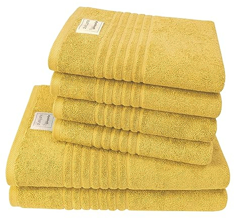 Dyckhoff Handtuchset Nature, 6-TLG., Bio-Baumwolle GOTS, 500g/m², Amber | 2x 70x140cm, 4x 50x100cm, 100% GOTS-zertifizierte Bio-Baumwolle, freundliche Farben für modernes Ambiente
