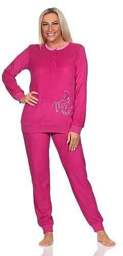 Normann Damen Frottee Langarm Schlafanzug Homewear - auch in Übergrössen, Farbe:pink, Größe:38