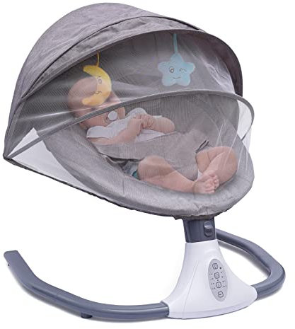 Elektrische Babywiege, Elektrische Babyschaukel mit Musik und Sitz, Removable Crib Netting mit 4 Swing Amplitudes und Timing Function inkl. Toys Bluetooth USB für Babys Zwischen 0 und 18 Monaten.