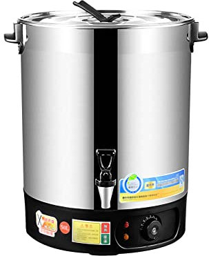 ANSNOW Insulated Bucket, Hot Water Boiler Dispenser, Electric Cateurn, with Tap, Silver/-/50L