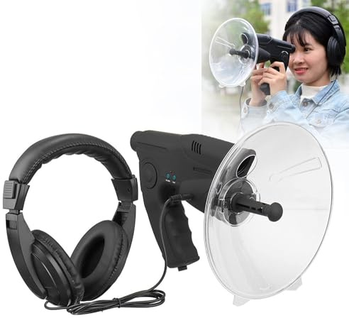BLUEZY Telescope Langstrecke, Parabolisches Abhörgerät Mit 8-Fachem Vergrößerungsteleskop, Abhörgerät Richtmikrofon Abhörgerä Bionischer Ohrschallverstärker Mit Kopfhörern
