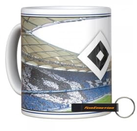 Hamburger SV HSV Tasse „Choreo“ – Offizieller Fanartikel – 0,3l Becher mit Volksparkstadion Tribünenmotiv – Keramik – spülmaschinenfest