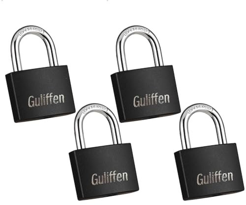 Guliffen Vorhängeschloss aus Aluminium, wetterfest, mit gleichem Schlüssel, für Schuppen, Tor, Briefkasten, Schrank, Aufbewahrungseinheit, 4 Stück