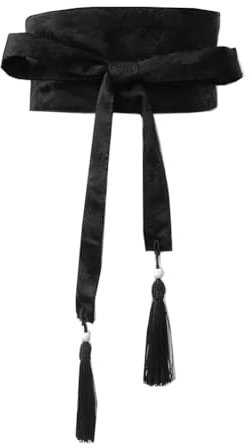 FANCYPUMPKIN Bund im japanischen Stil, Yukata-Kimono, Schleife, Taille, Hanfu-Bund mit Quasten, Breite 15 cm, A24
