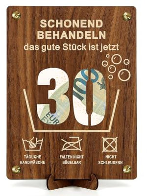 Giftota Lustige Geschenk 30 Geburtstag Frauen Männer, 30. Geburtstag Geldgeschenke aus Holz, Geldgeschenke Verpackung mit Geburtstagskarte
