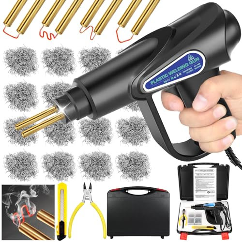UCAMP Plastica Saldatrice,Saldatore per Plastica 80W,Plastica Saldatrice Kit,con 6 tipi 900 pezzi chiodo di saldatura,Saldatrice Plastica per paraurti auto/ricambi auto/kayak/canoa