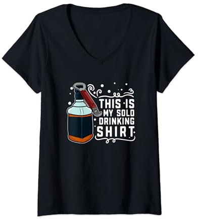Womens drink alone loneliness solitary drunk broken heart divorce V-Neck T-Shirt