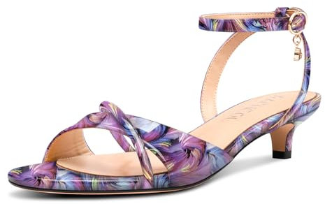 Aachcol Donna Aperte sulla Punta Basso Tacco Heel Sandali Cinturino alla Caviglia Gattini Tacco Heels Ballo Slingback Dress Scarpe 3.5 CM Heels Viola Multicolore 38 EU