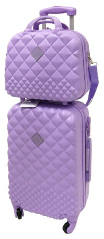 Camomilla Milano Set 2 pz Valigeria, Trolley (40 lt.) + Vanity Case (15 lt.), Materiale Rigido, Ruote Pivotanti, Colore Glicine