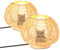 LIGKIN 2 Pezzi Lampada da Tavolo Intrecciata Lampada da Comodino Boho Paralume di Carta a Corde Lampada di Legno Vintage Illuminazione da Tavolo Luce Notturna Deco per Camera da letto Ufficio Lettura
