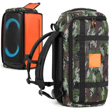 OURHZTB Speaker Carry Bag Portable Travel Backpack for JBL PARTYBOX 320 Bluetooth Speakers Accessories, Protective Speaker Storage Case Tote Bag (Camouflage)