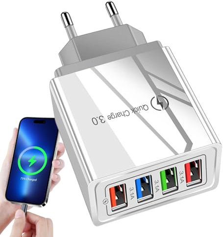 Caricabatterie per smartphone - Power Bank portatile, caricatore da muro per cellulare 4 volte più veloce | Tappetino di ricarica wireless, adattatore USB, funzione di ricarica multi-dispositivo, cari