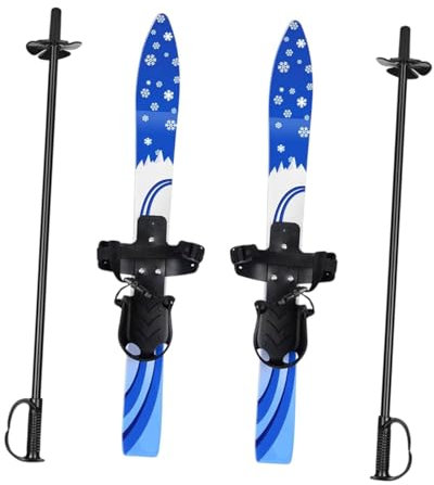 Oshhni Skiboards mit Bindungen, Kurzski, Kinderski, Wintersportausrüstung, Snowblades und Stöcke für die Freizeit im Freien, Blau