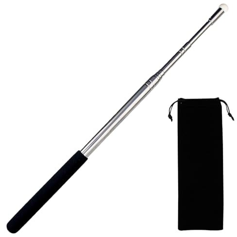 Scettar Asta di puntamento allungabile, 120 cm, telescopica, in acciaio inox, per insegnanti, lavagna, lancette, per presentazioni, formati, seminari