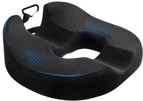 Spalivivre Donut Kissen Sitzkissen Orthopädisch für Steißbein, Hämorrhoiden | Memory Foam, U‑Form, für Auto, Büro & Rollstuhl, Atmungsaktiver Abnehmbarer Bezug, Rutschfeste Unterseite, Maschinenwaschbar