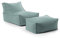mokebo® Outdoor Sitzsack und Pouf für Kinder & Erwachsene 'Der Sundowner', Bean Bag mit Füllung oder Bodenkissen für Indoor & Outdoor, auch als Liegekissen, Relaxliege mit Hocker in Himmelgrau