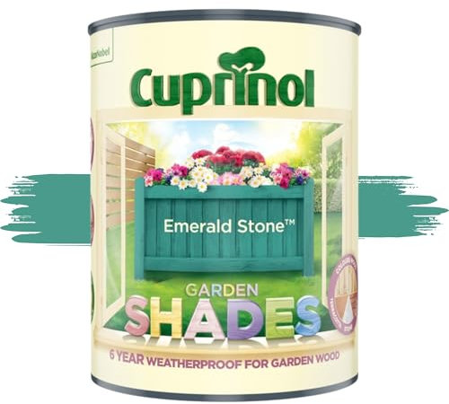 AOC24 Garden Fence Shade Paint - Exterior Wood Paint for Sheds, Fences - Water-Based, Quick Drying 1 Hour - Use on Wood, Terracotta, Stone, Brick - Outdoor Garden (Emerald Stone, 1 Liter)