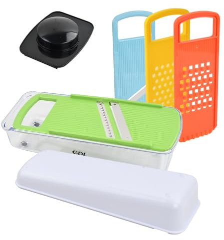 Cortador de verdura 4 en 1, Cortador de verduras multifuncional para triturar rebanar y rallar, Resistente y duradero picador de verduras con contenedor para Cebolla Tomates y Patatas etc