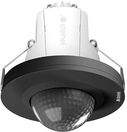 Steinel Bewegungsmelder PD IR 4360-24 COM1 Schwarz – 360° Präsenzmelder mit 24 m Reichweite | Deckeneinbau | 7,5 m Präsenzbereich