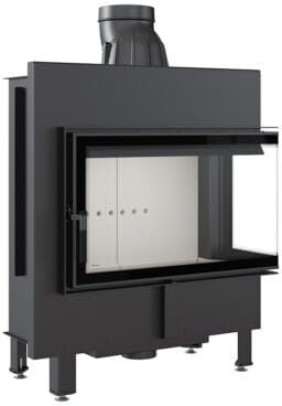 Kamineinsatz aus Stahl Lucy rechts 14 kW Ø 200 mit Türfeder