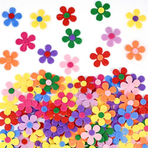NISENTIA 200 Stück Filzblumen, Bunt Streudeko Blumen Stoffblumen Streublumen Filzblumen Deko Bastelblumen Prilblumen Stoff Blumen Verschönerung für Filz Basteln Kunsthandwerk Grußkartenzubehör