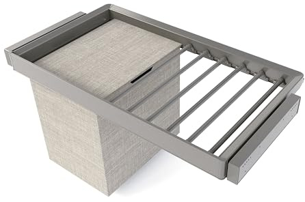 Emuca - Satz aus 7-Stangen-Hosenhalter, Wäschekorb und ahmen für Schrank Quartz, mit Soft-Close- und Vollauszugsschienen, Modul 90 cm, Titan-Oberfläche