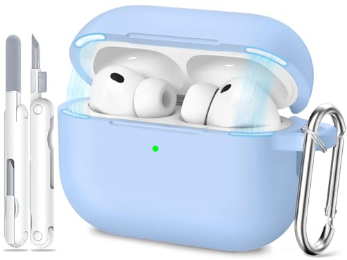 TNSNK für AirPods Pro 3 Hülle, C-M-Sky Blue | Magnetic Lid, Weiches Silikon, unterstützt kabelloses Laden, with Clean Kit & Keychain, Leicht, Rutschfest, Kratzfest