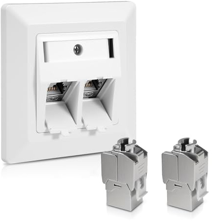 Keystone Netzwerkdose Unterputz CAT7/CAT6A,2-Fach Lan Steckdose mit 6x RJ45 Keystone Modul,STP Vollgeschirmt,RJ45 Ethernet Datendose Netzwerkdose Cat 7 für Ethernet, DSL Patchkabel Verlegekabel