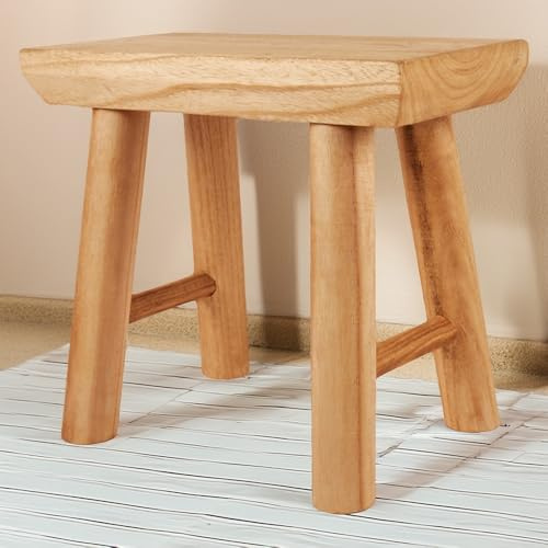 wilko Rustic Wooden Plant Stand, Wooden Construction, Brown, 20 x 38 x 34cm