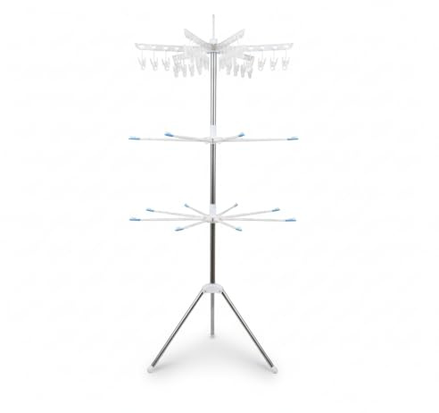 Generico Tendedero vertical ahorra espacio 170 cm – Tendedero de torre con brazos giratorios 360°, plegable, para interiores y exteriores, base estable de trípode