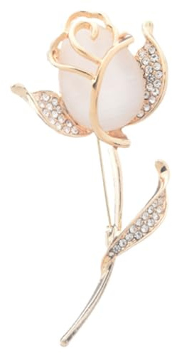HEALEEP Broche Rose en Alliage Doré, Épingle Élégante de Fleur, Décoration Mode Féminine Légère pour Mariage, Anniversaire et Fête, Accessoire Bijou Présent Femme Chic