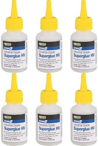 Stick 2 Industrial Grade Superglue HV, High Viscosity, Clear, 20g, Pack of 6