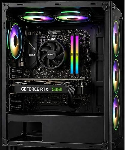 Maven Apex Gaming PC Desktop – Ryzen 5 5500, GeForce RTX 5050 8GB Graphics Card, 16GB RAM, Storage-2TB (1TB NVMe SSD + 1 TB HDD), Windows 11 Pro, WiFi, RGB 6 Fan Case – Gaming PC UK