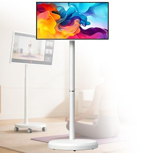 TV Portatile Smart Screen 21.5/24/27/32 con Supporto su Palo E Fotocamera Integrata 13MP,Display Touch Mobile 4GB+64GB/8GB+128GB per Streaming Live, Intrattenimento Domestico(24inches,4GB+64GB)