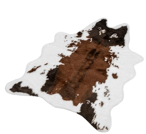 ANYVOYAGE Cowhide Pattern Area Rug – Faux Cow Print Floor Mat for Living Room, Bedroom & Home Decoration, 84×108 cm