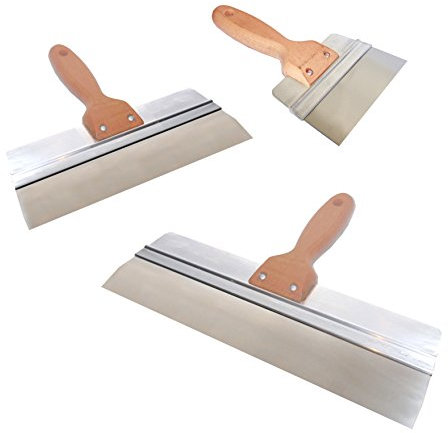3 x Stainless Taping Knife, Drywall Plastering Rendering Spatula, Filling Knife DIY Set 150, 250, 350 mm
