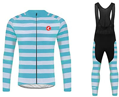 UGLY FROG Herren Winter Fleece Anzüge Schnell Trocknend Feuchtigkeitsaufnahme Schweiß Lange Ärmel Mountainbike Radfahren Trikot+Lange Hosen with Gel Pad Bekleidung Fahrrad