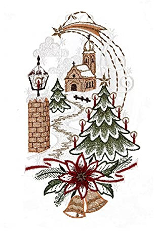 Raebel Fensterbild Spitze Plauener Stickerei Weihnachten Spitzenbild Fensterdeko Kirche + Saugnapf