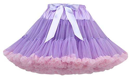 Jupe Tutu Femme Jupe Tulle Bouffante Adulte Courte Jupon sous Robe Mariage Court Jupes Tulles Deguisement Tutu de Danse Ballet Princesse Classique Pettiskirt à Volants Soiree Multicolore Violet Rose