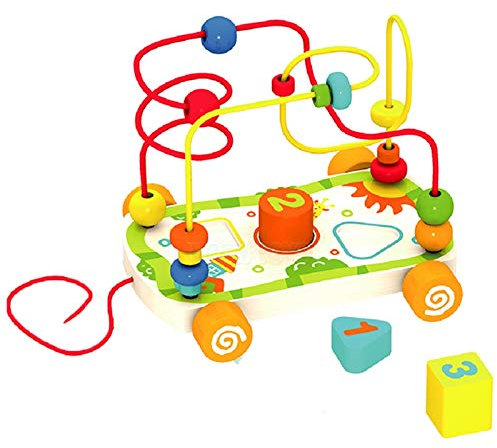 URBN Toys My First Bead Labyrinth Shape Sorter Pull Along Rolling Auto Spielzeug