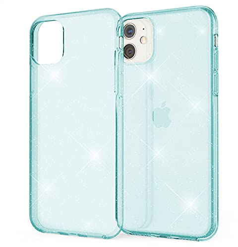 NALIA Glitzerhülle für iPhone 11 - Hülle, Türkis | Reflektierende Partikel im Material verschmolzen, Geschmeidige Oberfläche, Erhöhte Kanten an Kamera und Display