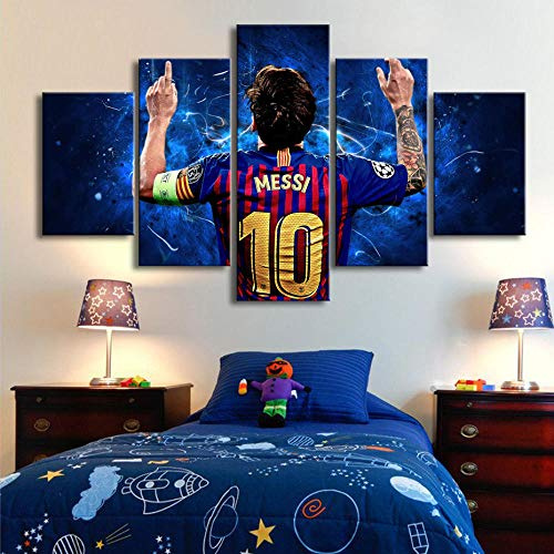 Bilder 5 Teilig Leinwandbilder Bild Auf Leinwand Vlies Wandbild Kunstdruck Wanddeko Wand Wohnzimmer Wanddekoration Deko - Fußball Messi Weltmeisterschaft 150 X 80 cm