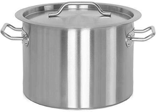 Beeketal 'BKT-14' Gastronomie Kochtopf ca. 13,5 Liter aus Edelstahl mit starken Griffen und Deckel, Topf für alle Herdarten geeignet (Induktion, Gas, Glaskeramik), ideal als z.B. Suppentopf