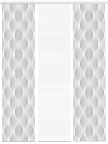 HOME WOHNIDEEN 88437 | 3er-Set Schiebegardine 'VOLARE', Digitaldruck auf Bambus-Optik, mit abstraktem Motiv, 260x60cm, Farbe: Grau