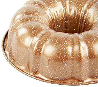 Copper Top - 24 cm Fluted Ring Cake Tin, Non Stick Coating, Savarin Mould, Grey/Gold/Red (Gold)